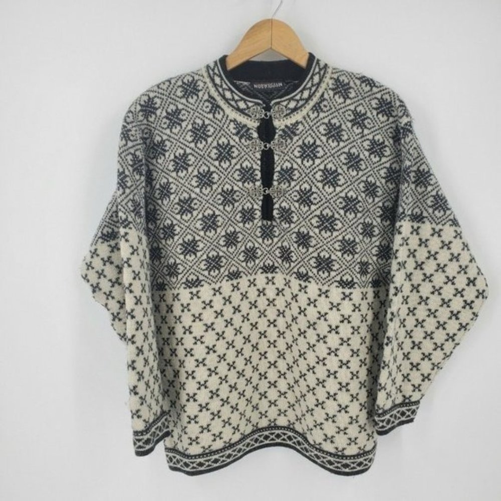 NORWEGIAN DESIGN Classic Wool Pullover Sweater Pewter Nordic Size S